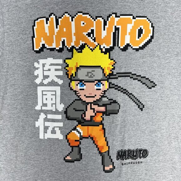 Naruto Shippuden T Shirt M 8-Bit Style Gray Anime Cartoon Japanese - Picture 2 of 6
